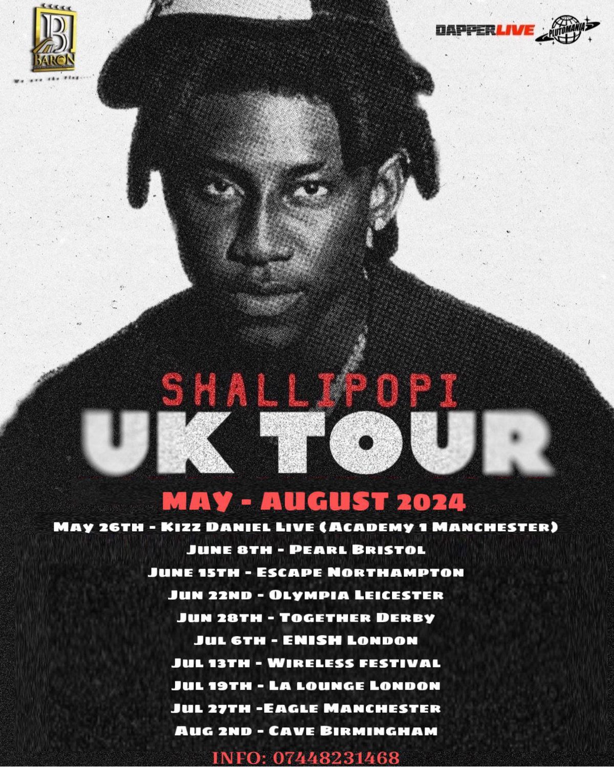 Shallipopi — Live in London & UK Tour flyer